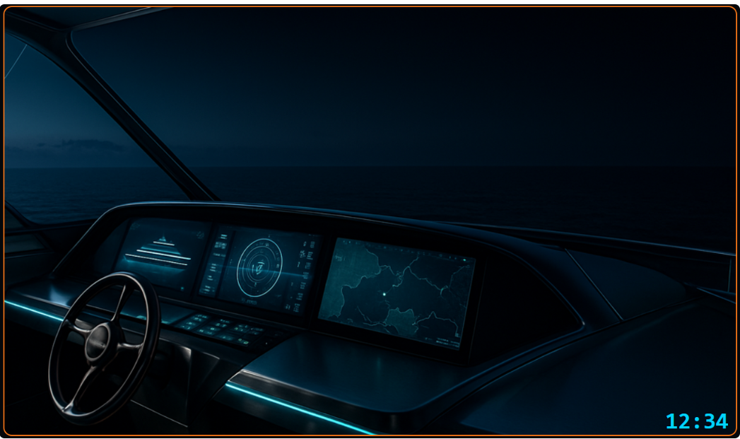 Cyberpunk Navigator ForgeUI interface running at 1024 by 600