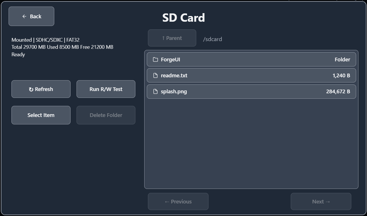 Storage Browser ForgeUI Starter interface preview